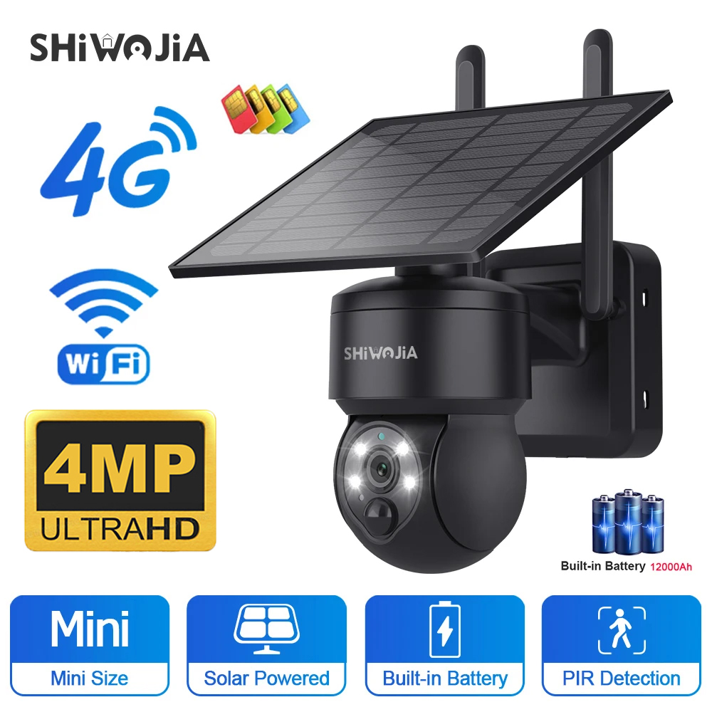 Home Security Cameras Wireless - SHIWOJIA WIFI Wireless PTZ telecamera solare