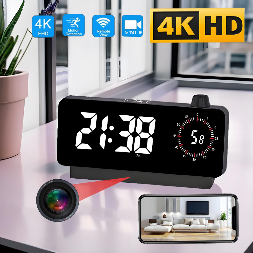Hidden Camera Clock - Telecamera WiFi Mini HD 4K con