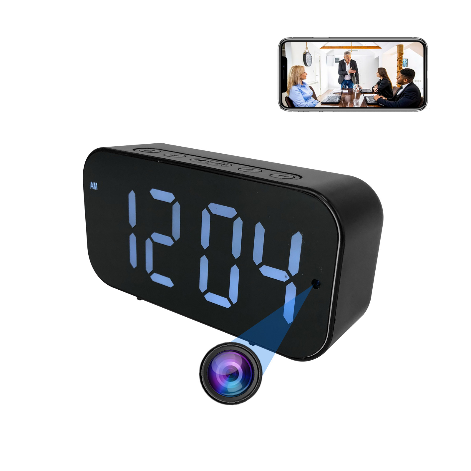 Hidden Camera Clock - Telecamera orologio Wi-Fi con HD 1080P,