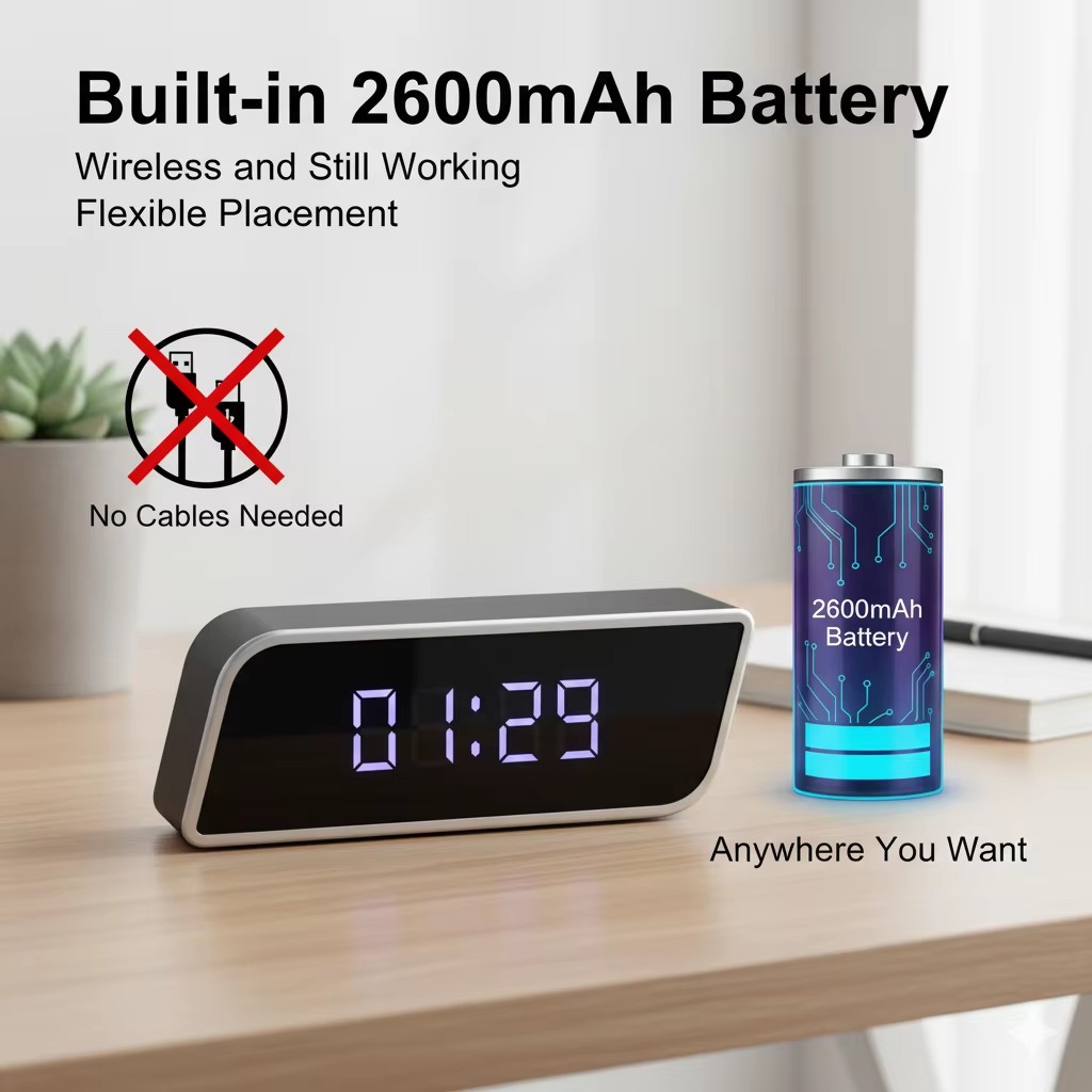 Hidden Camera Clock - Fotocamera con orologio digitale Telecamere WiFi