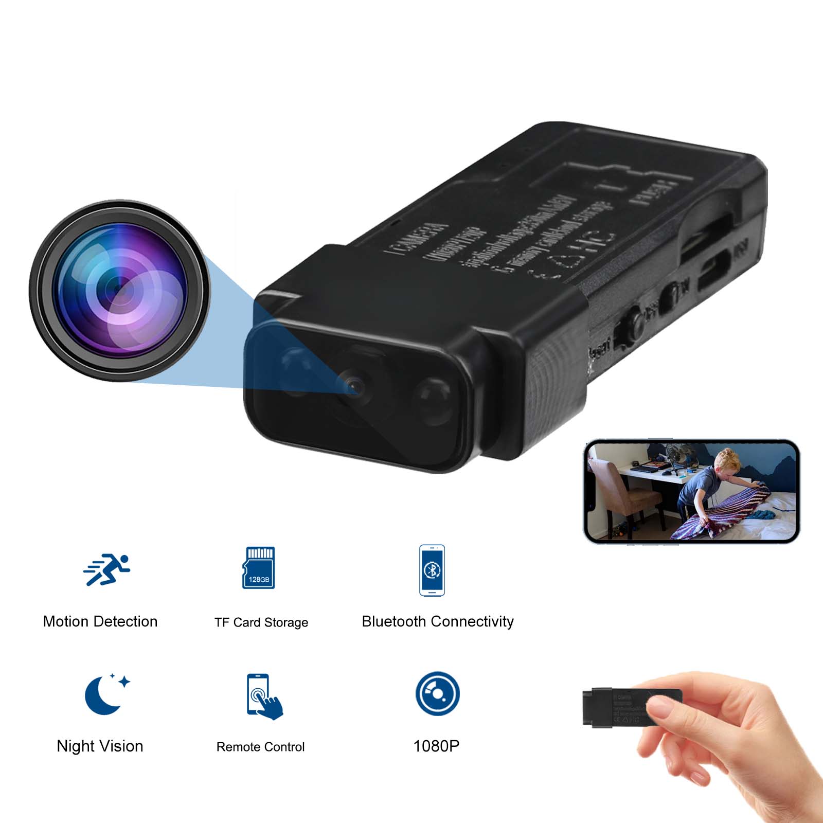 Hidden Camera Clock - Mini telecamera per interni Piccola telecamera